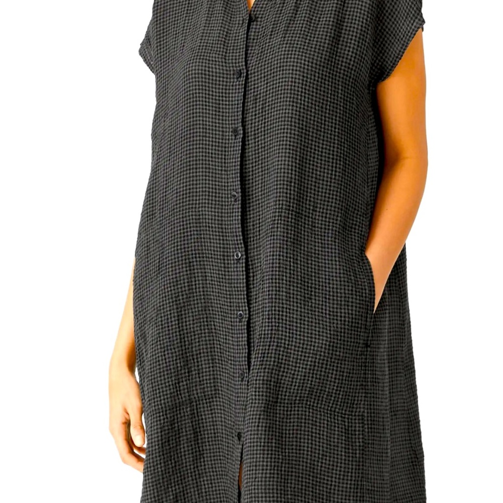 Eileen Fisher Gingham organic linen dress xl